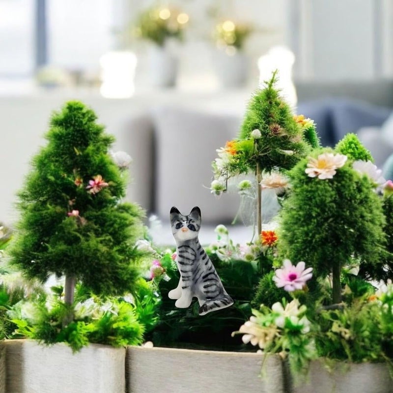 WitnyStore Tiny 3" Long Brown White Tabby Shorthair Cat Lying On Side Figurine - Miniature Hand Made Painted Ceramic Cats Kitten Feline Animal Cute Porcelain Decorative Collectible Figures DÃ©cor Gifts - Image 4